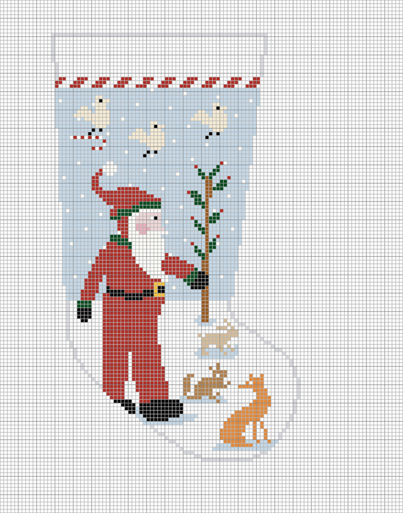 Santa and Animals (Midsize Stocking)