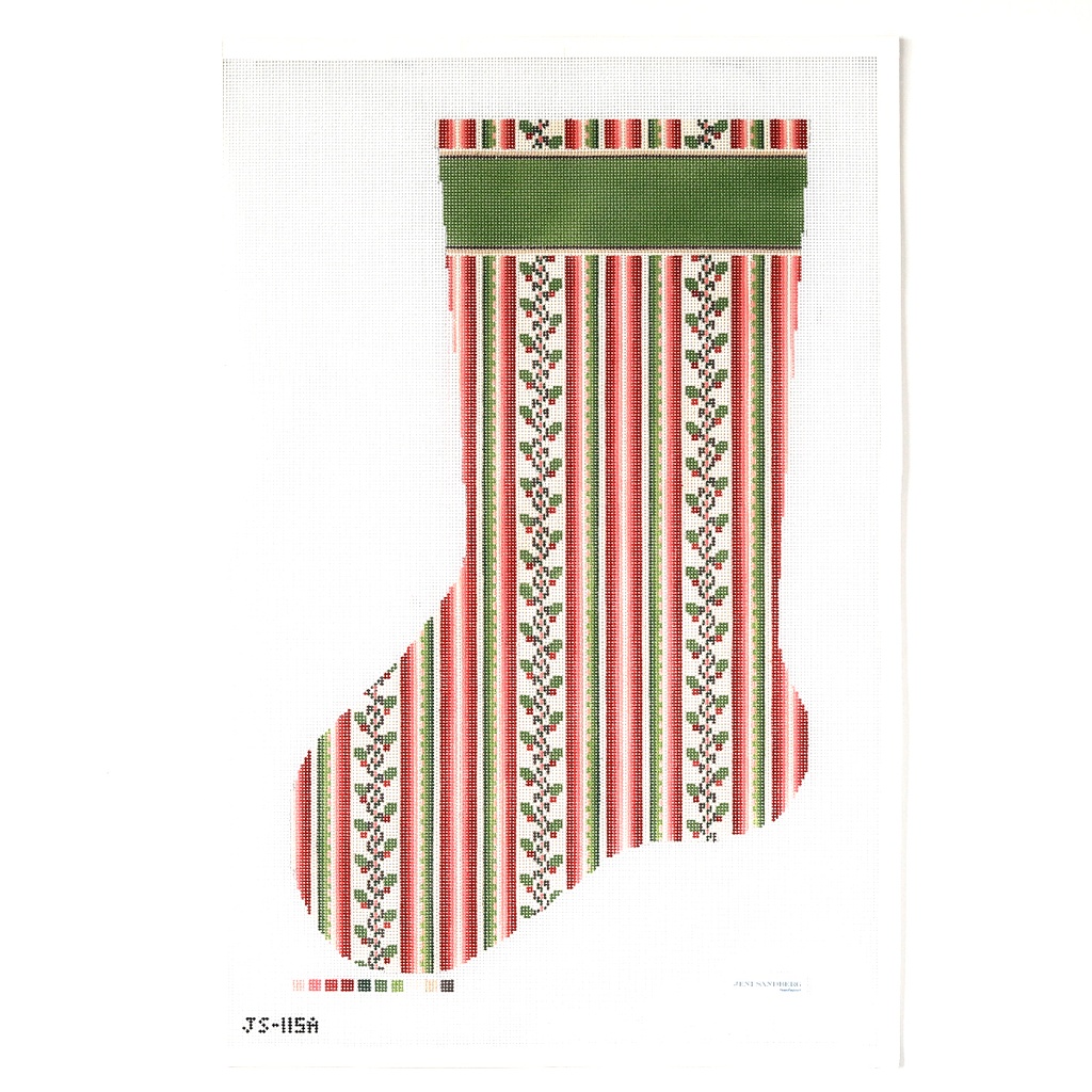 French Stripe Christmas Stocking - Red