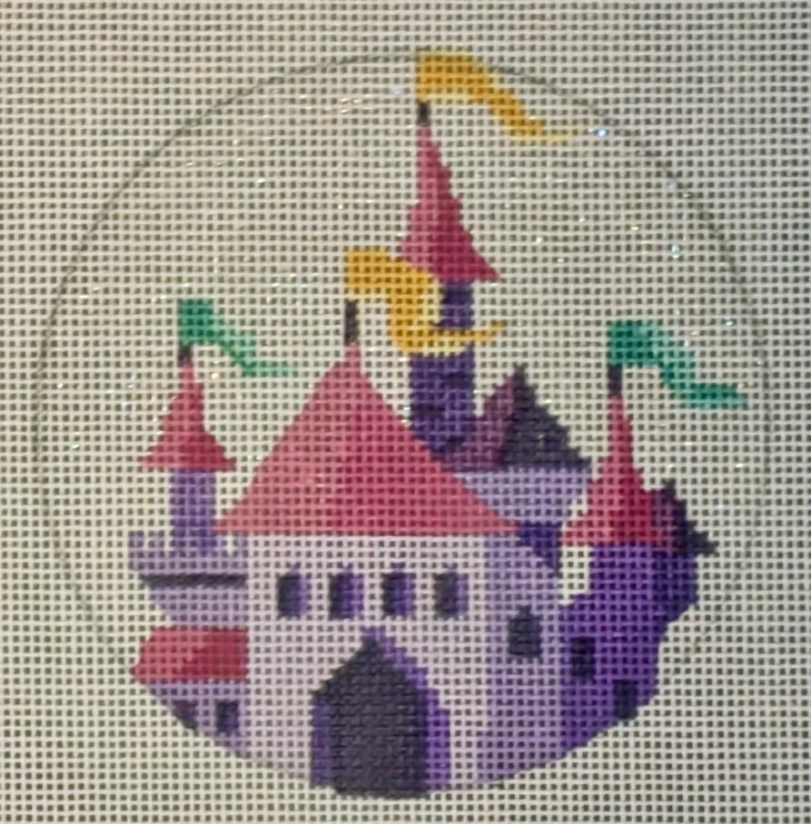 White Glittery Ornament with Castle