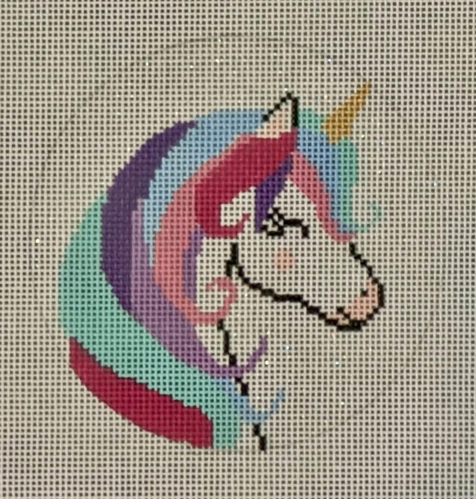 White Glittery Ornament with Unicorn Right