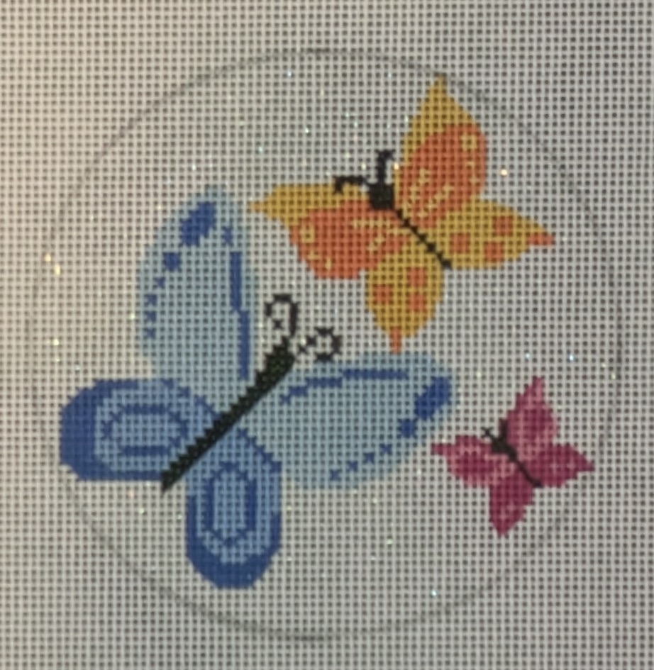 White Glittery Ornament with Butterflies