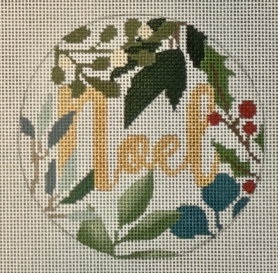 Botanical NOEL Ornament White with Gold