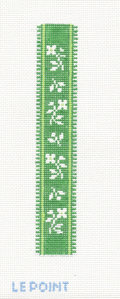 French Ribbon Key Fob Green