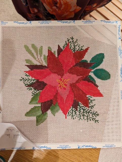 Red Poinsettia on White Background