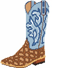 Blue Cowboy Boot Orn