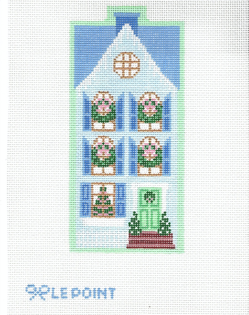 Christmas Village Blue Row House- 18 mesh