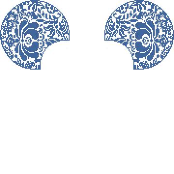 Mouse Ears- Blue Damask 18 Count