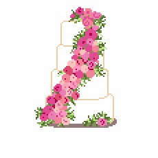 Wedding Cake - Pink Flowers 