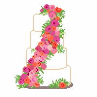 Wedding Cake - Orange and Pink Flowers 