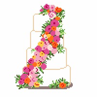 Wedding Cake - Orange and Pink Flowers - Revised