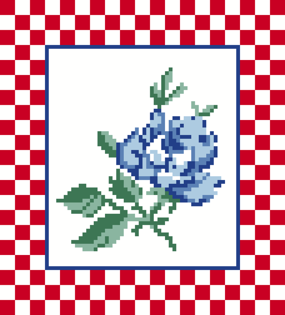 Blue Rose with Checks