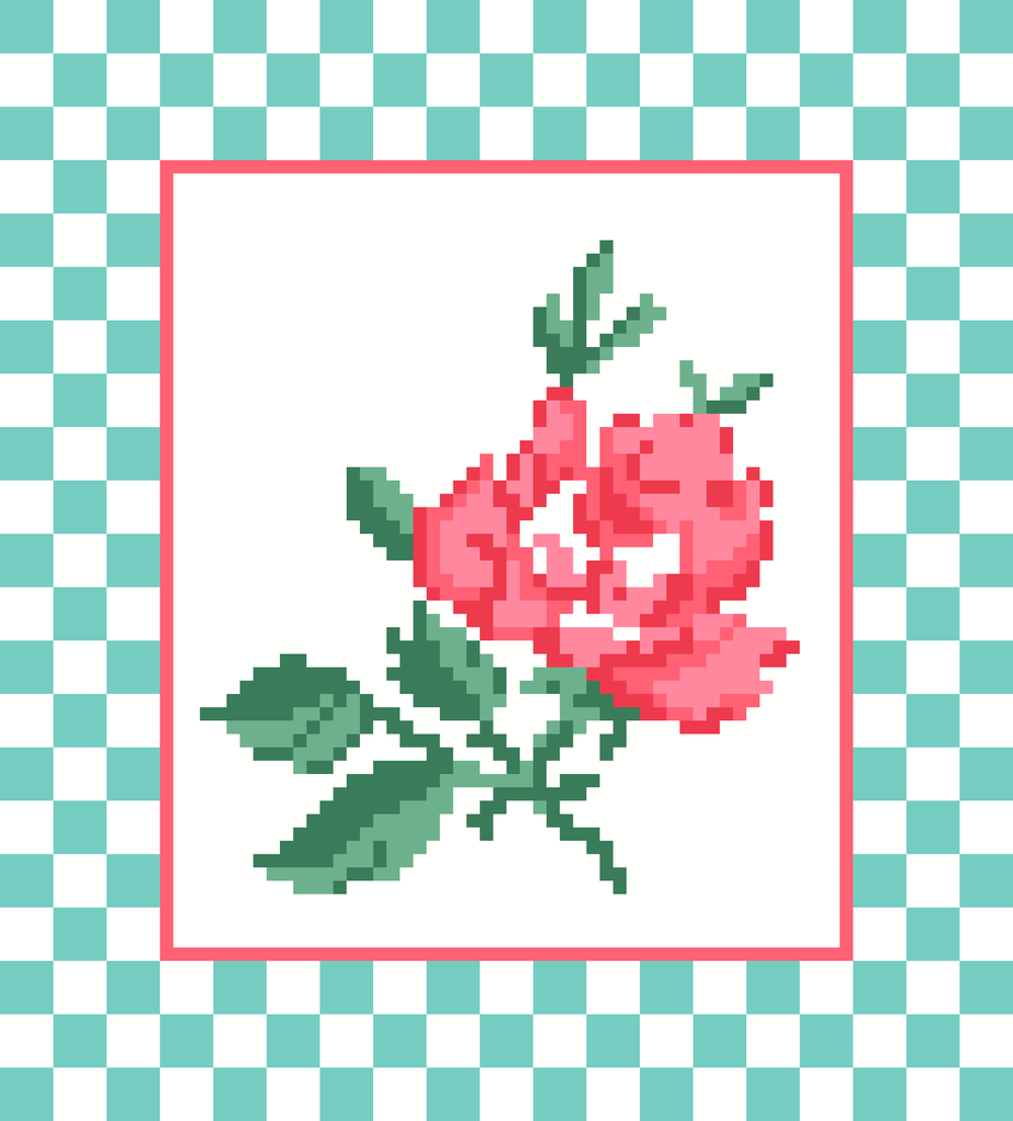 Coral Rose with Checks