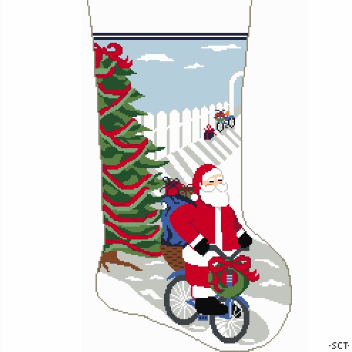 Bicycle Santa Stocking