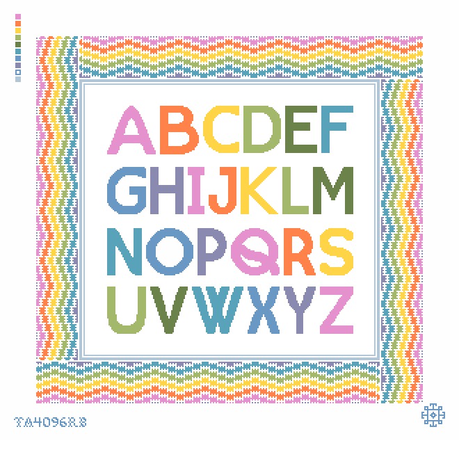 Alphabet Sampler - Rainbow Border